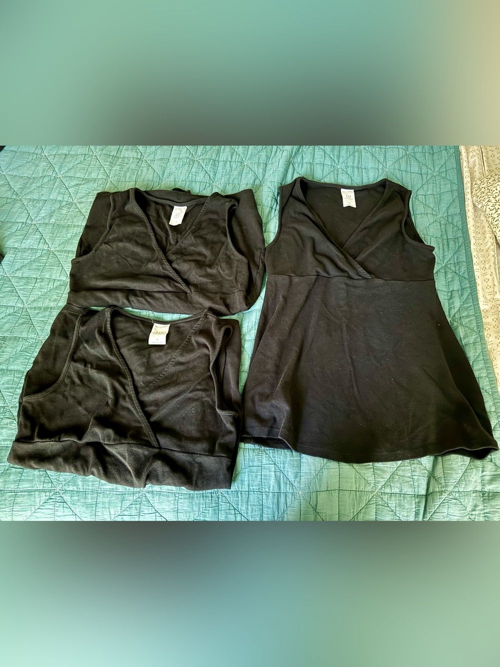 Set of three! GAP Black Maternity Wrap Tank Top